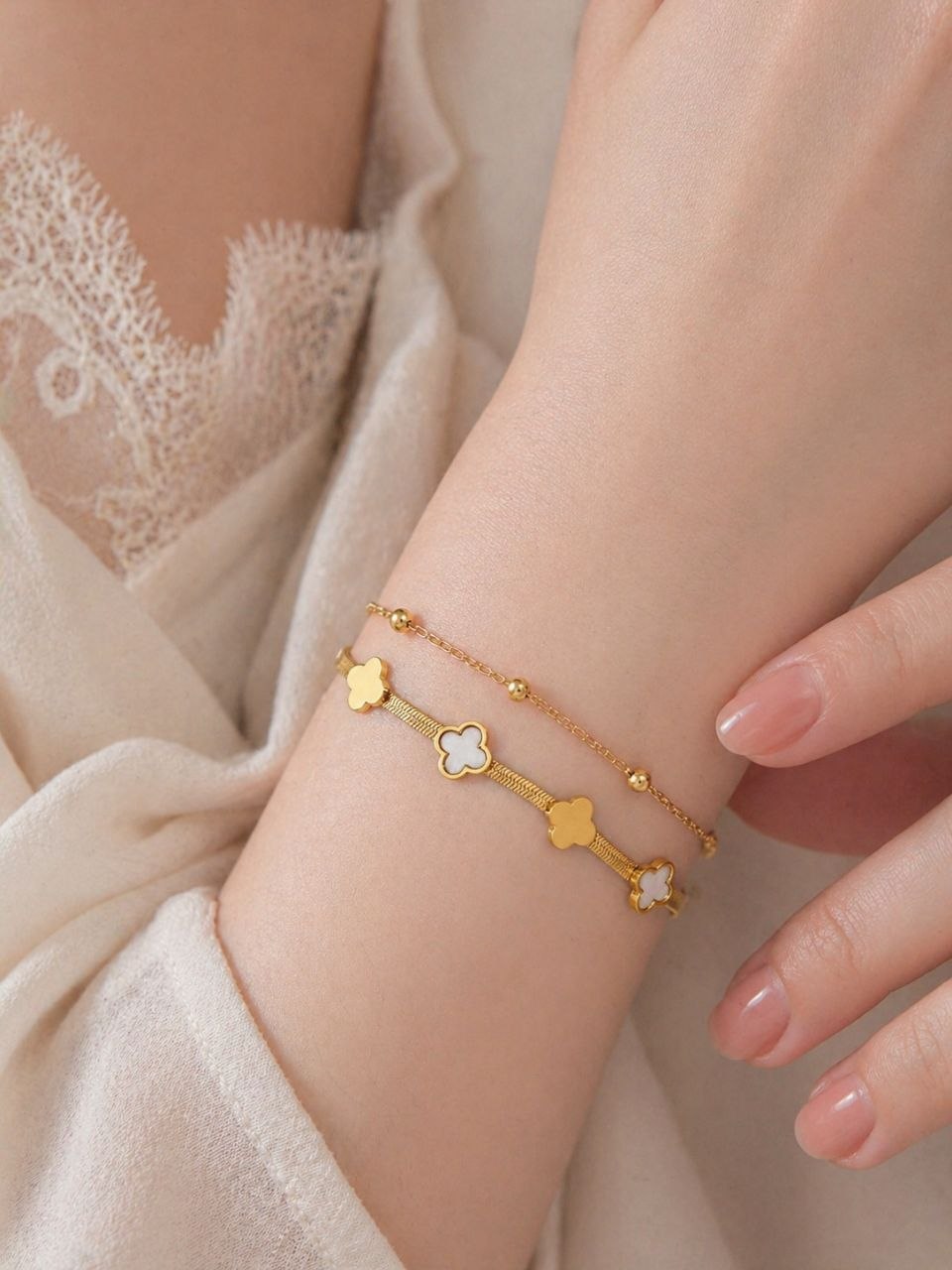 Preamium Anti tarnish double layer bracelet