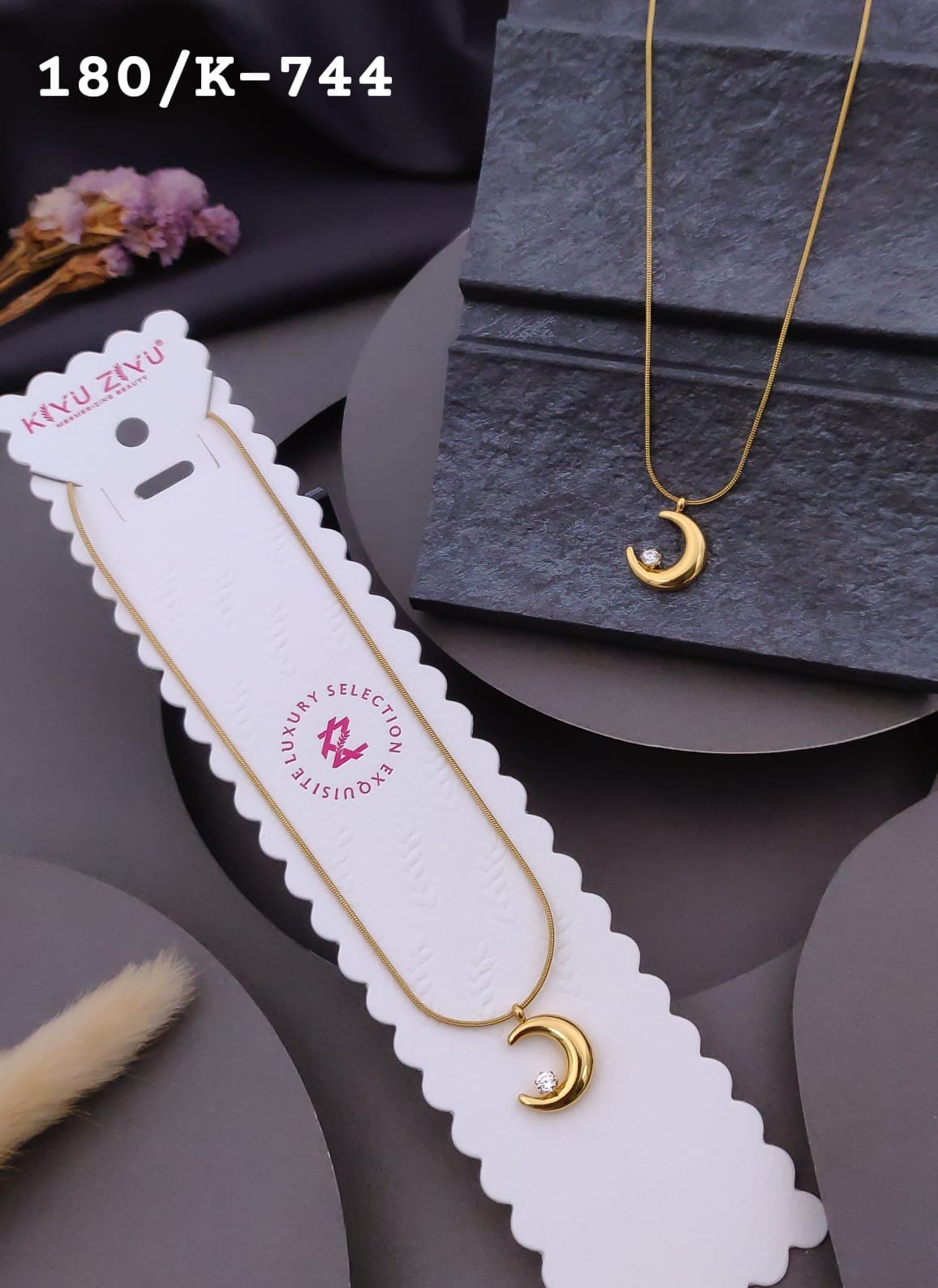 Dainty Moon stone anti tarnished necklace