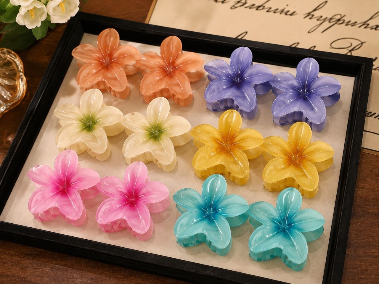 Multicolor  Floral Hair Clutcher -Set of 12 pcs