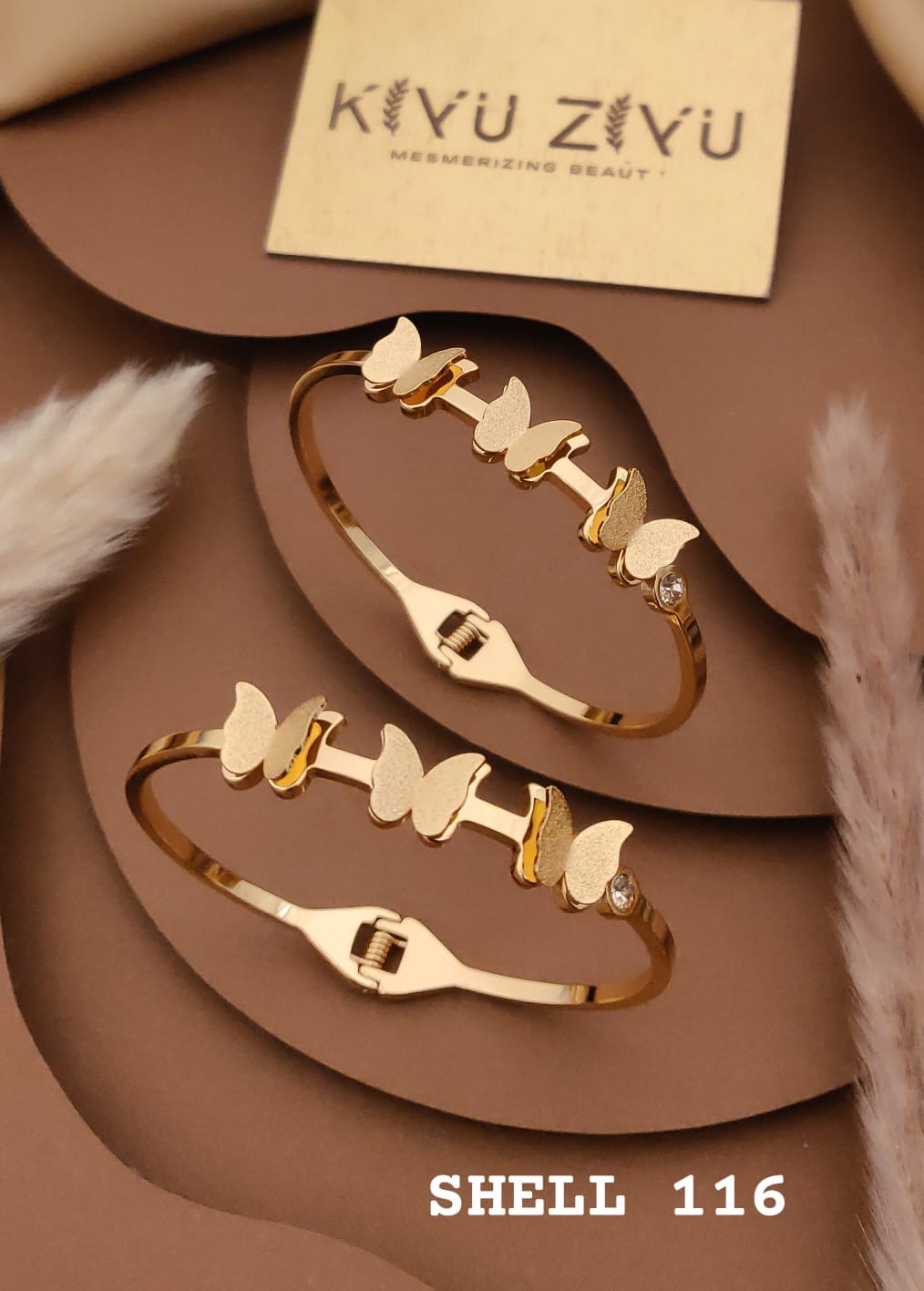 Anti tarnished Triple Butterfly design kiyu ziyu regular size Bracelet