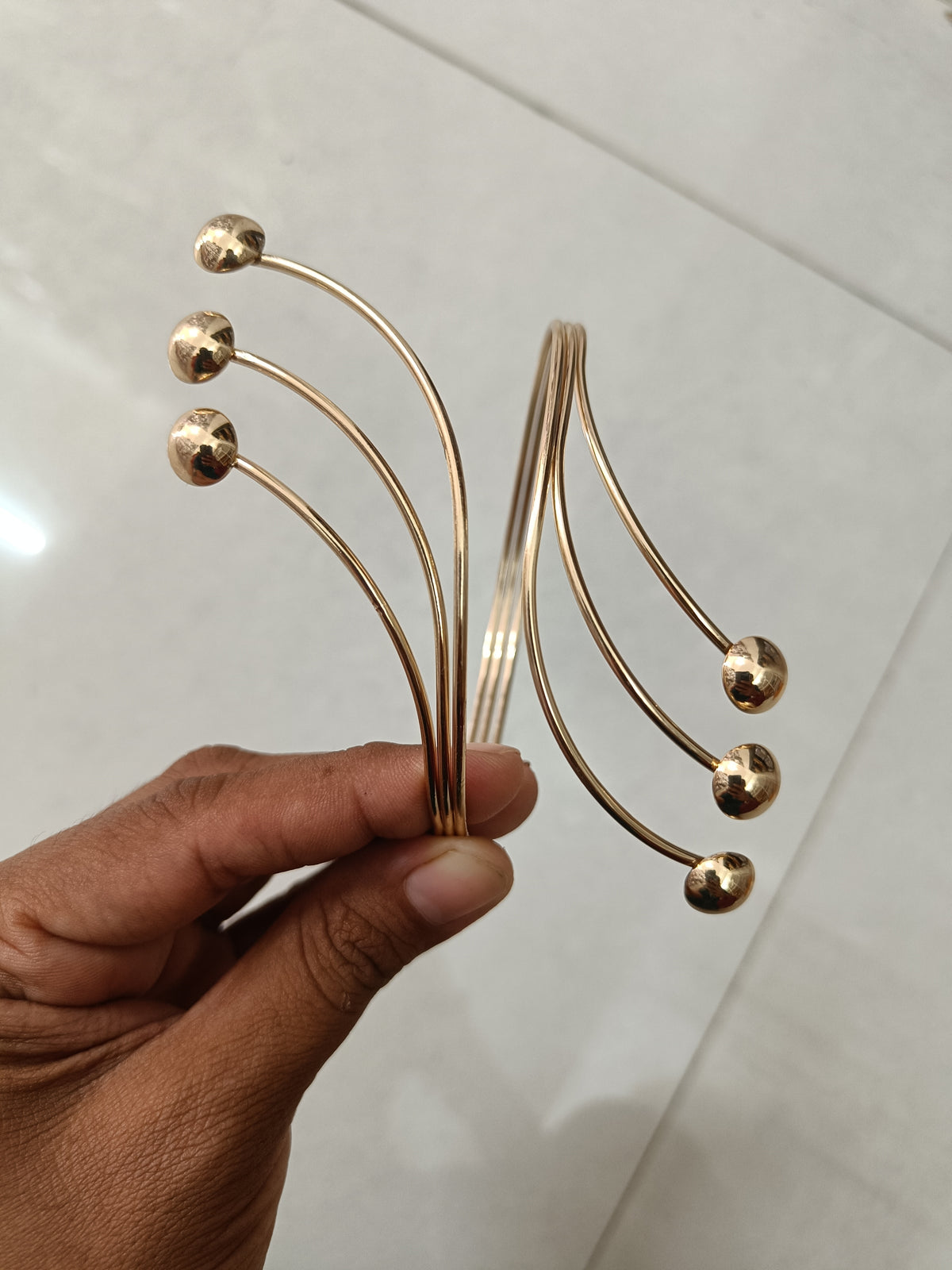 Golden Triple Ball Statement Arm Cuff