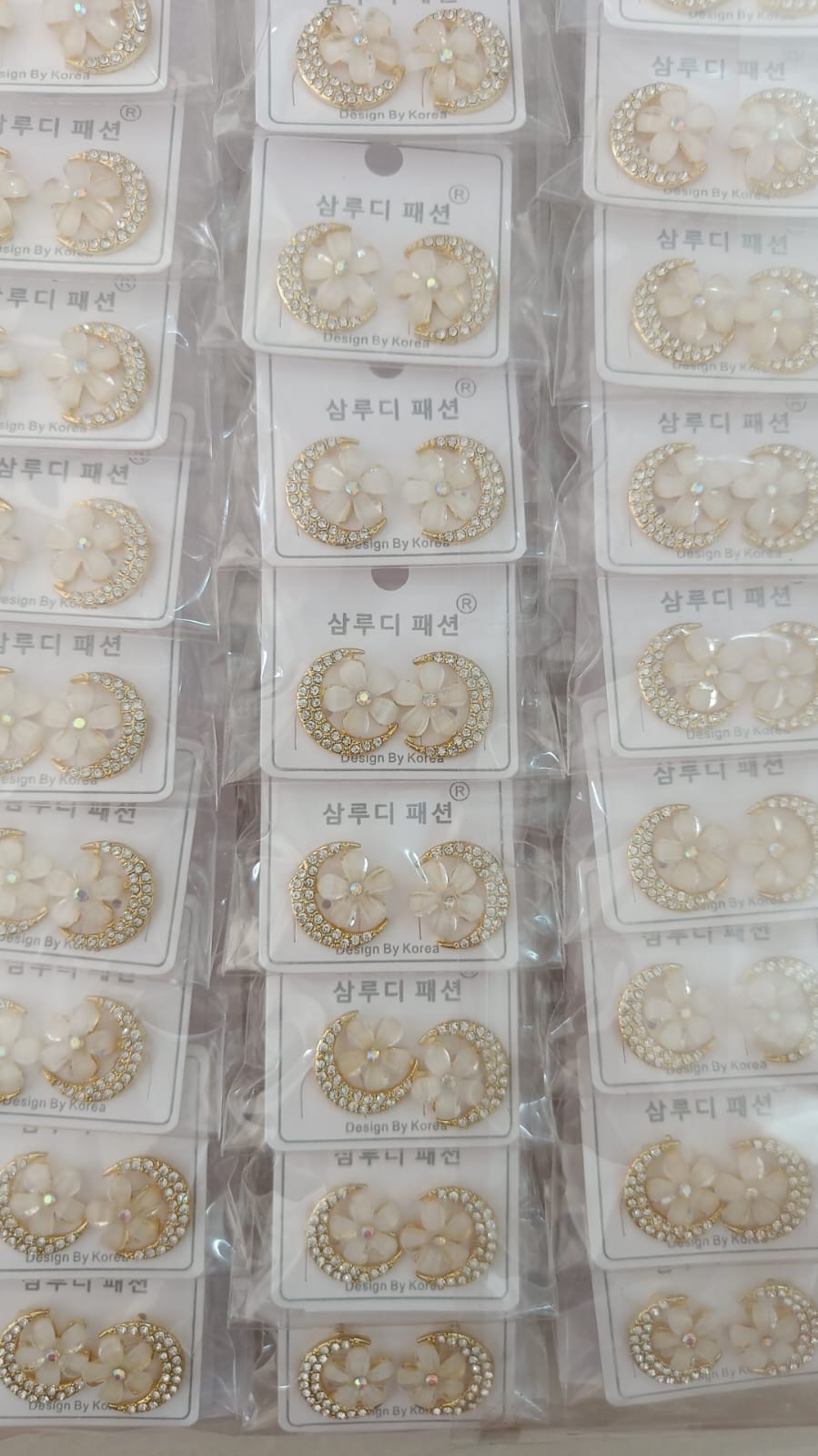 Korean Design Half Moon Flower Stud Earring