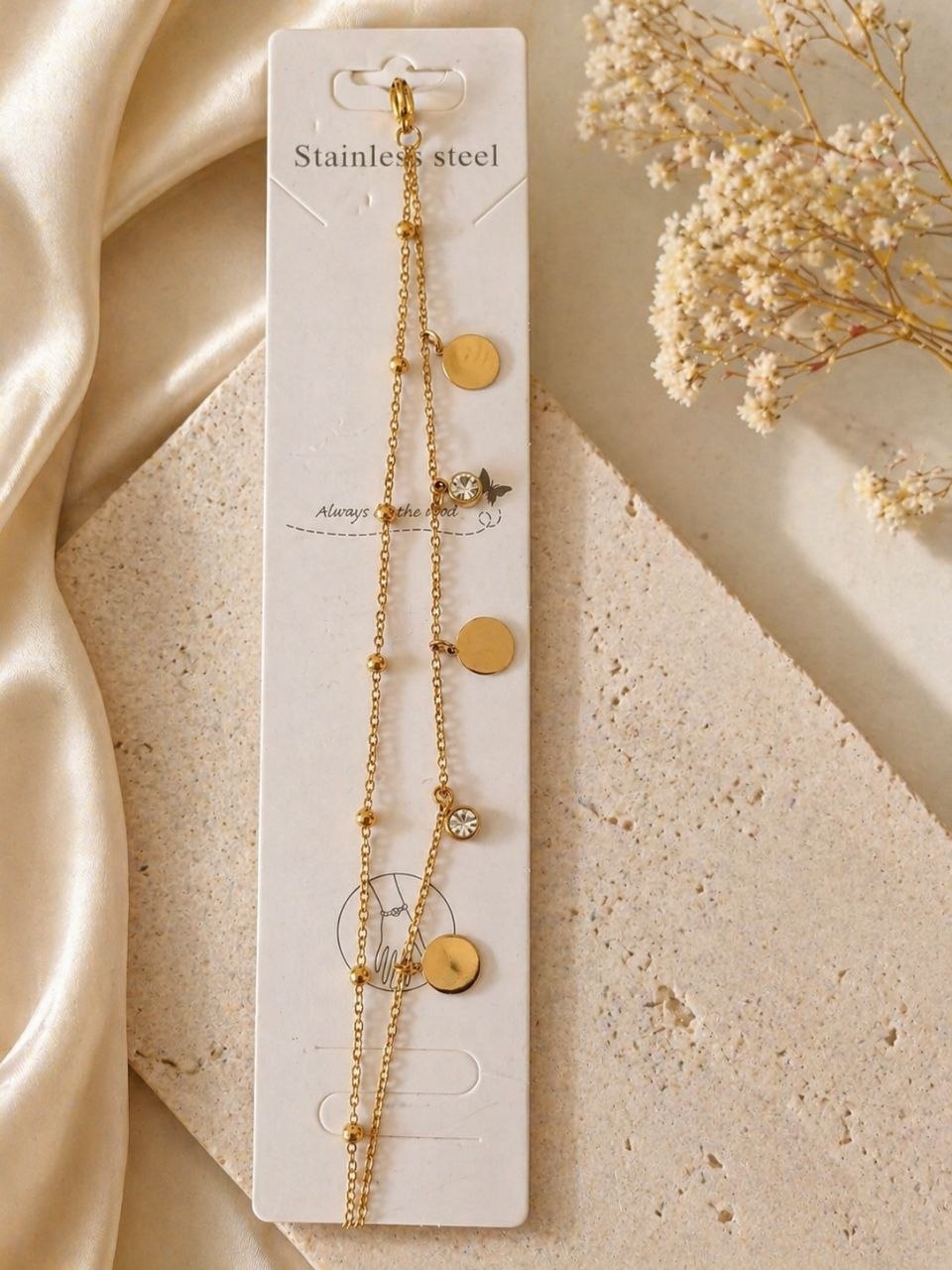 Modern double layer Bracelet with hanging charm