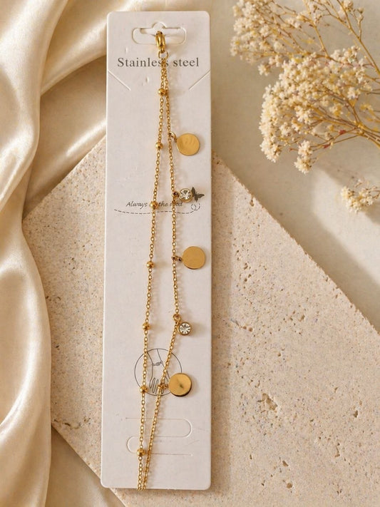 Modern double layer Bracelet with hanging charm
