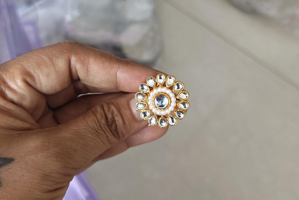 Kundan white diamond indian traditional ring