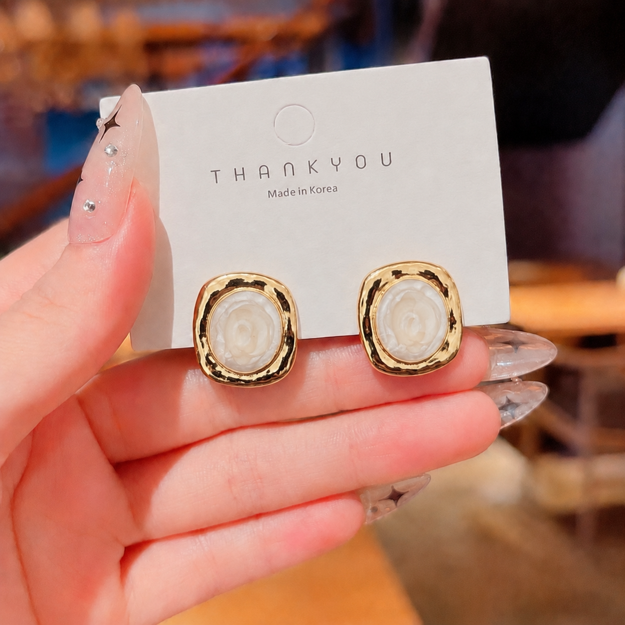 Korean round shape earring