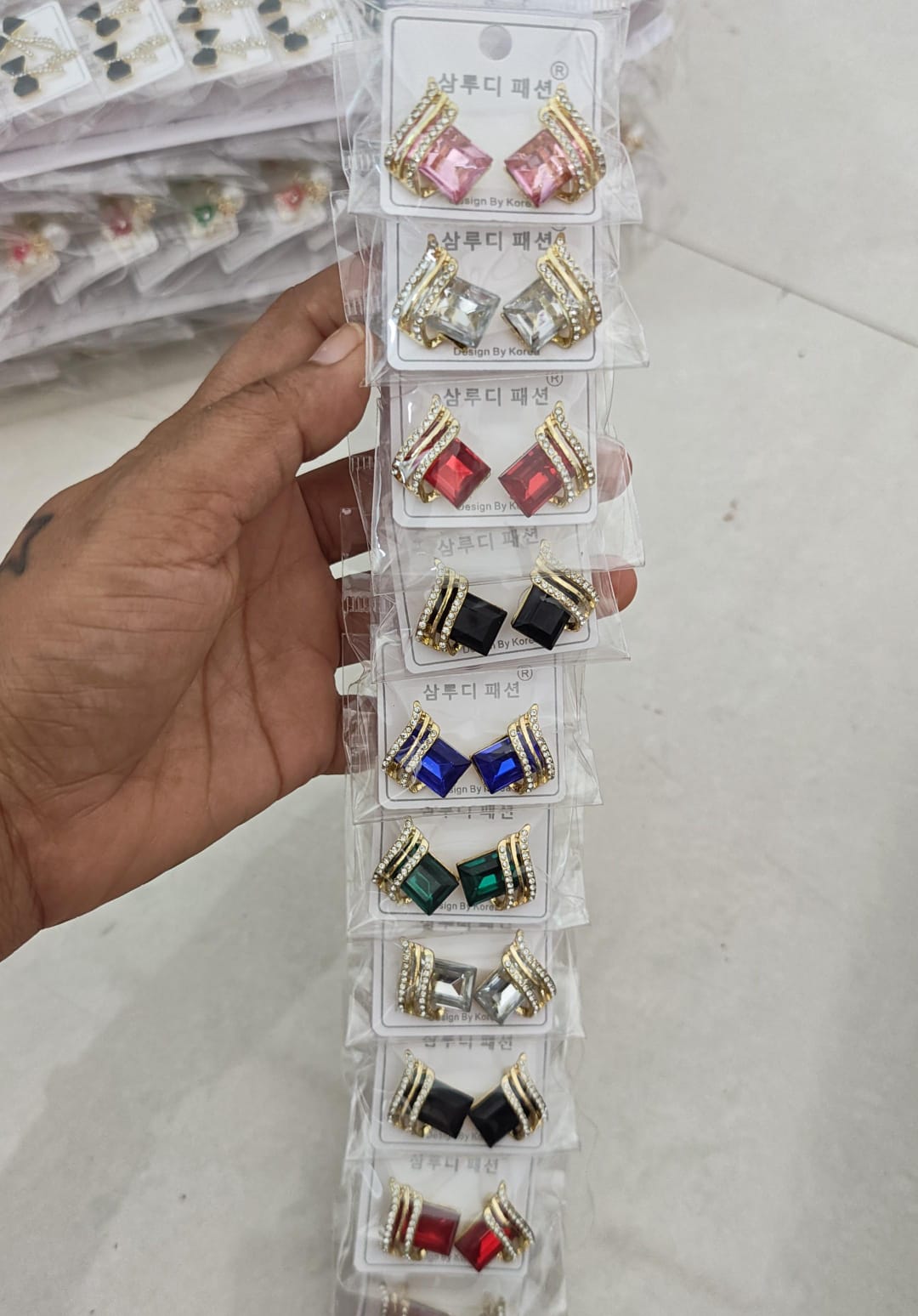 Korean-Style Crystal Geometric Stud Earrings