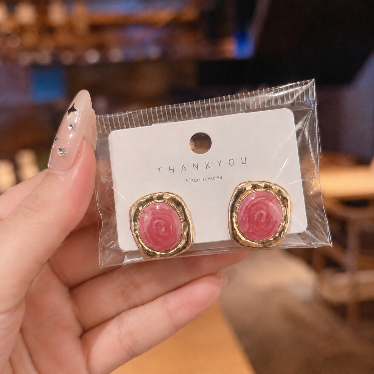 Korean round shape earring