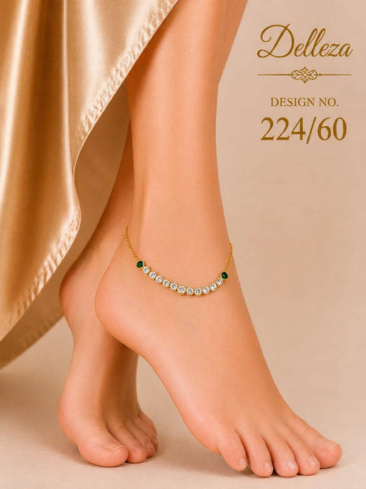 White cubic zirconia crystal anklet/payal stainless steel 1 pcs