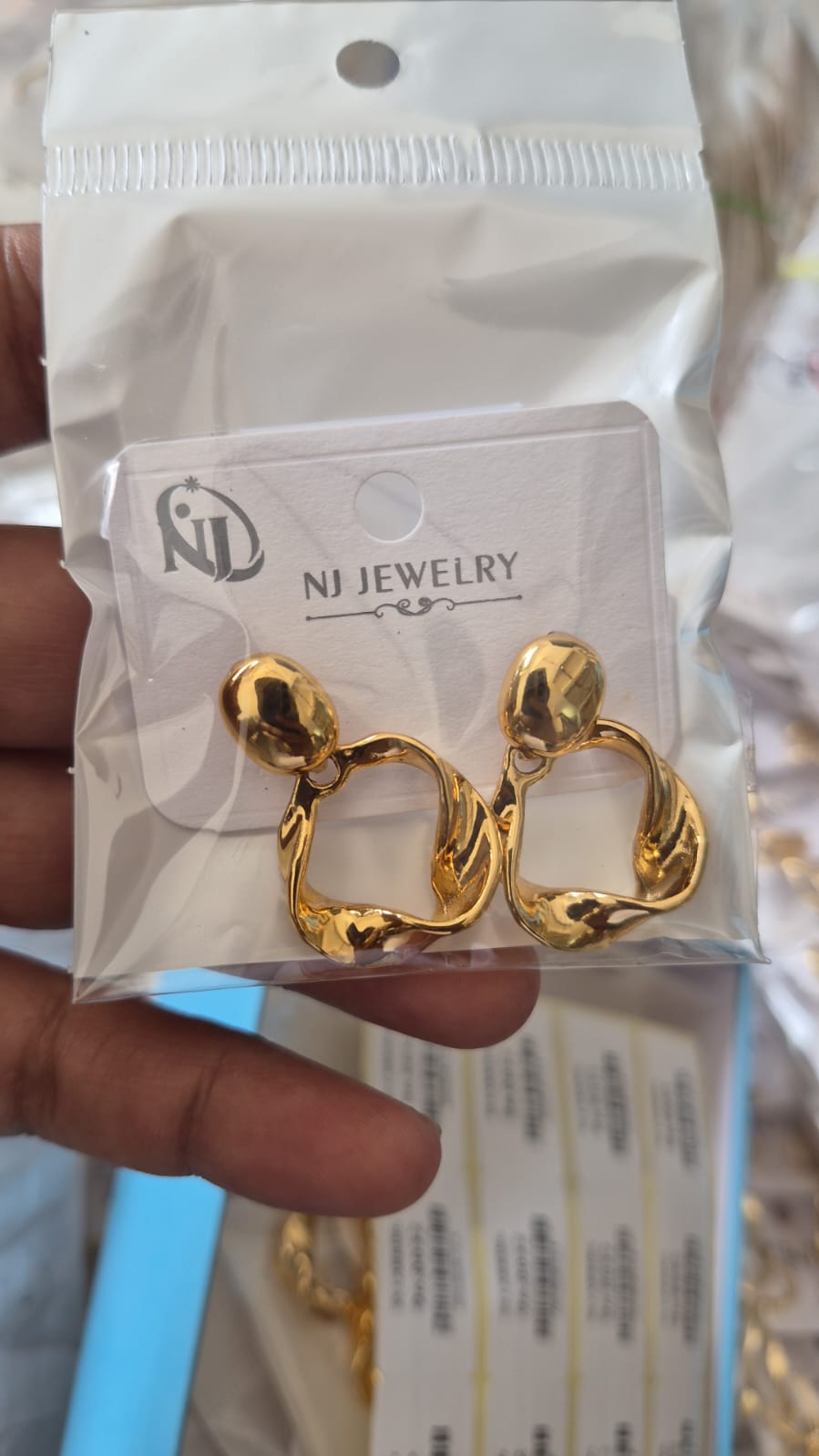 Stainless Steel Gold Plated Twisted Loop Drop Earring