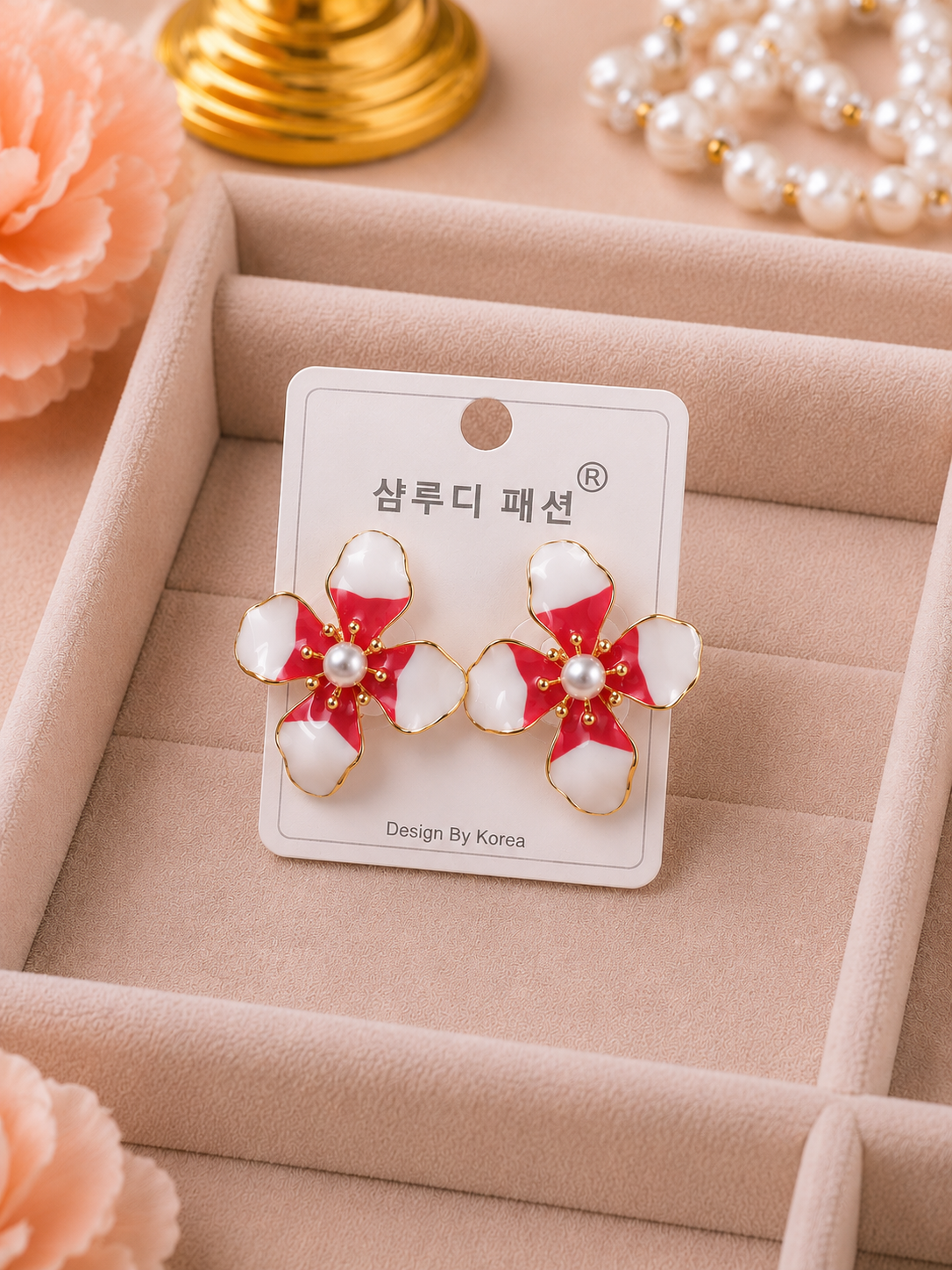 Korean Design Coloring Flower Earring