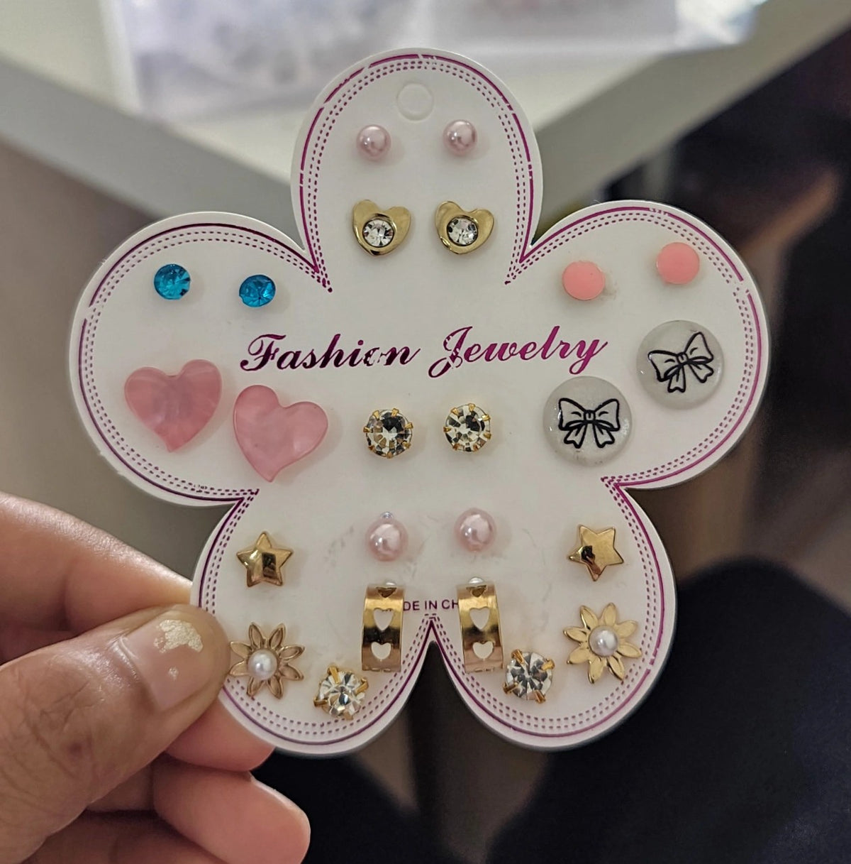 Set of 12  pair golden plated Korean stud earring