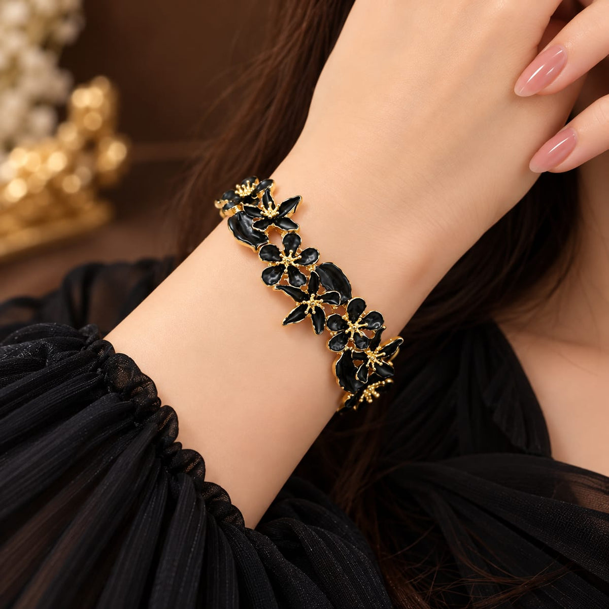 Trendy Korean Enamel Floral Bracelet