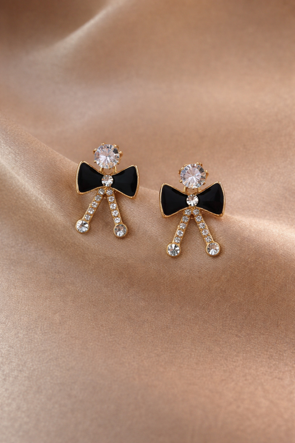 Black Bow Stud Earrings