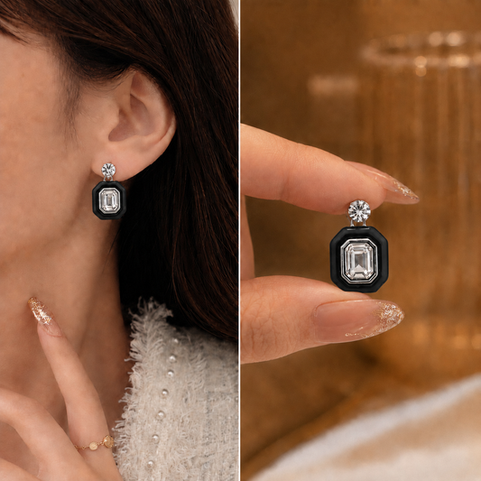Womens Pastel Pop Enamel & Crystal Short Drop Earring