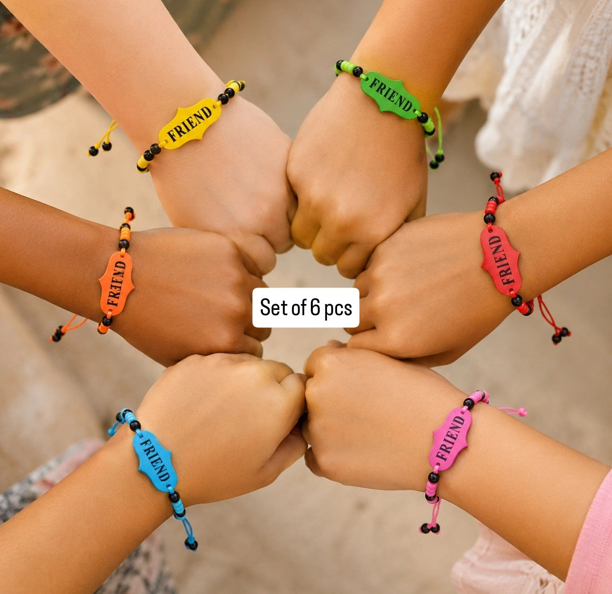 Set of 6 pcs multicolour friendship belt