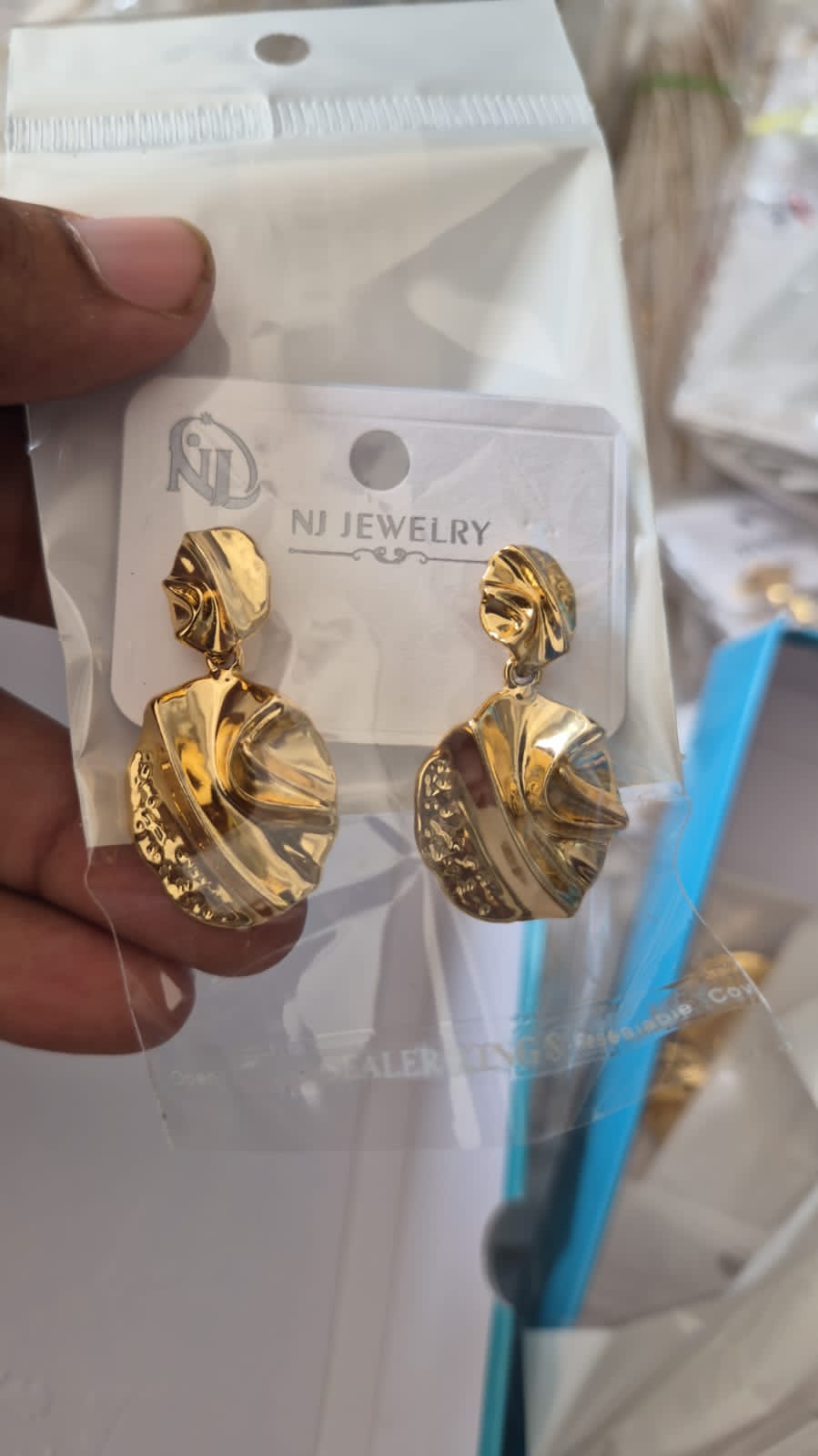 Anti-Tarnish Sculpted Wave Drop Earrings