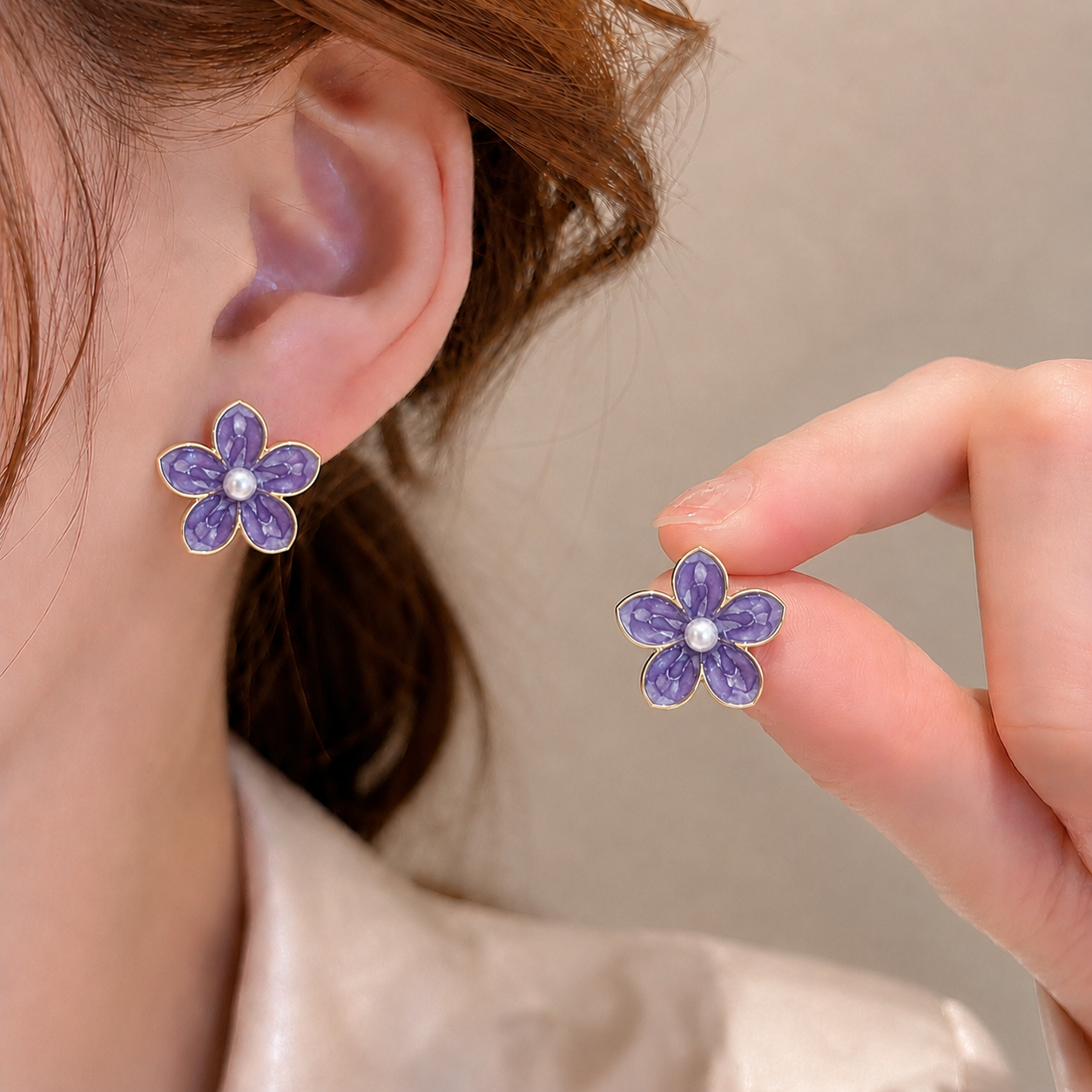 Korean flower design earrings for women