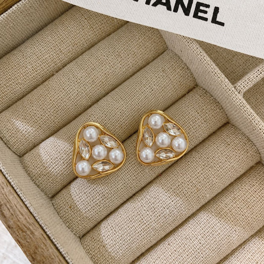 Korean Fashion Pearl Golden Earring
