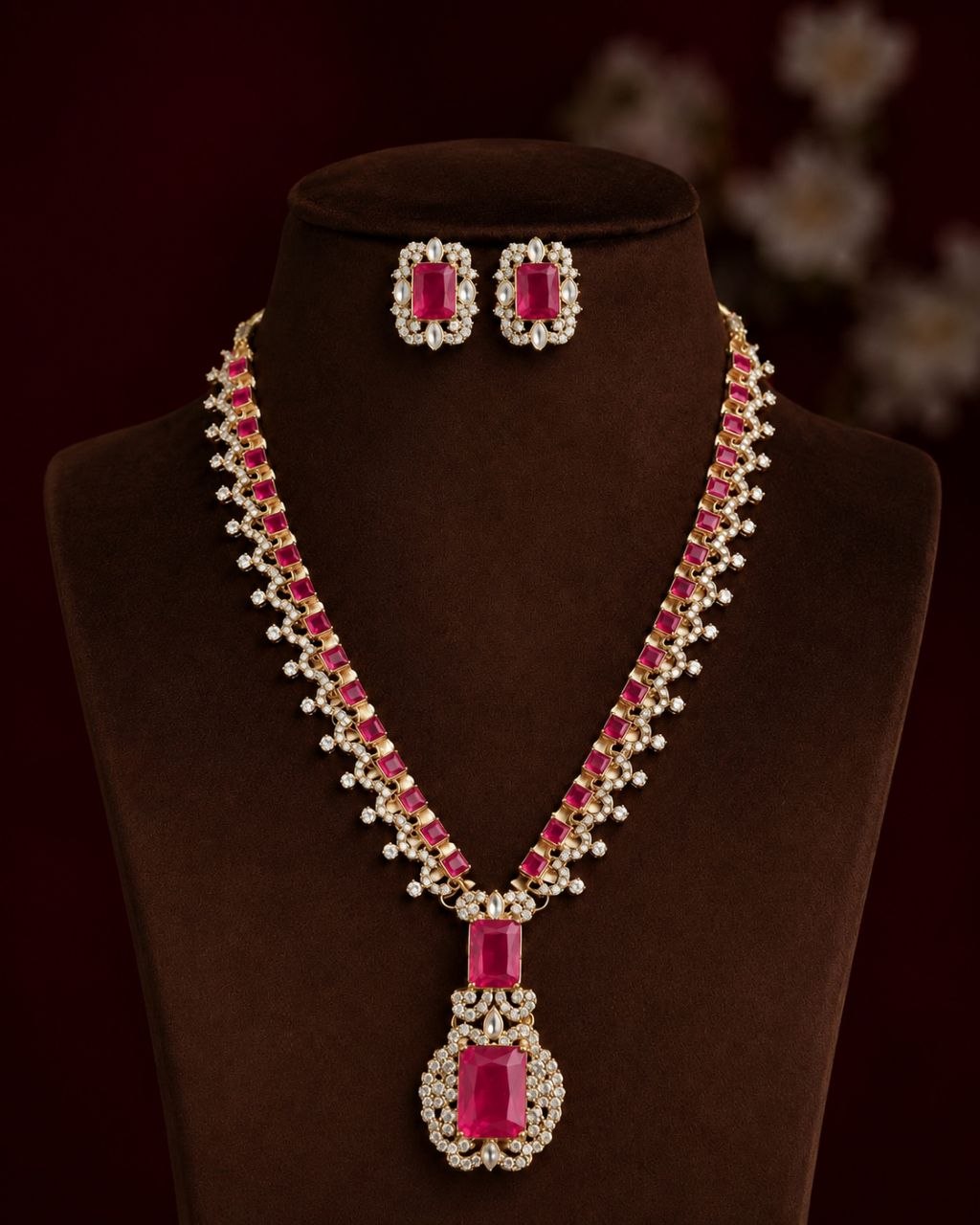 Nita Ambani inspired 🩷 pink earrings nacklace combo set
