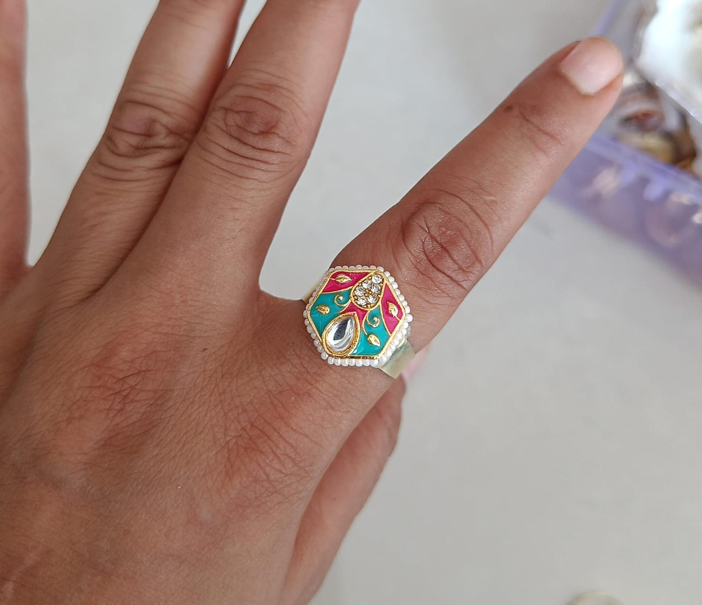 Traditional free size women ring