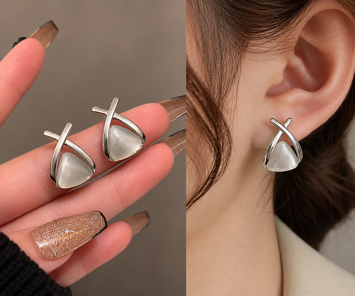 Monalisa cross-shaped stud earrings