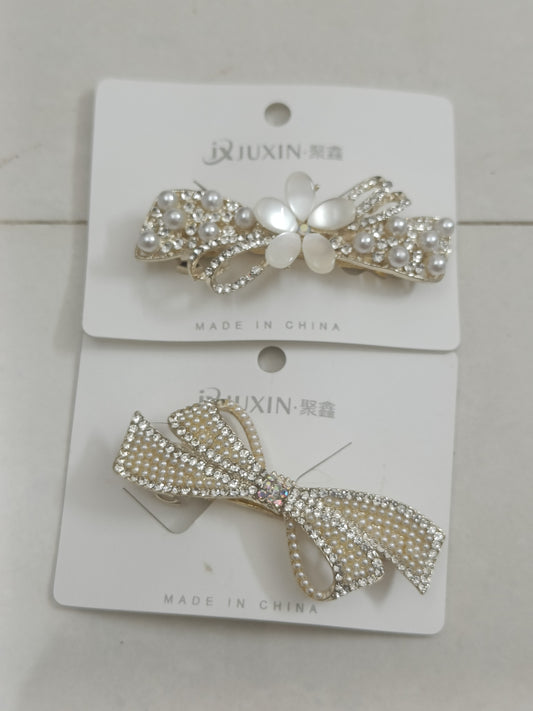 Elegant Pearl Petal Hair Clips – Set of 2