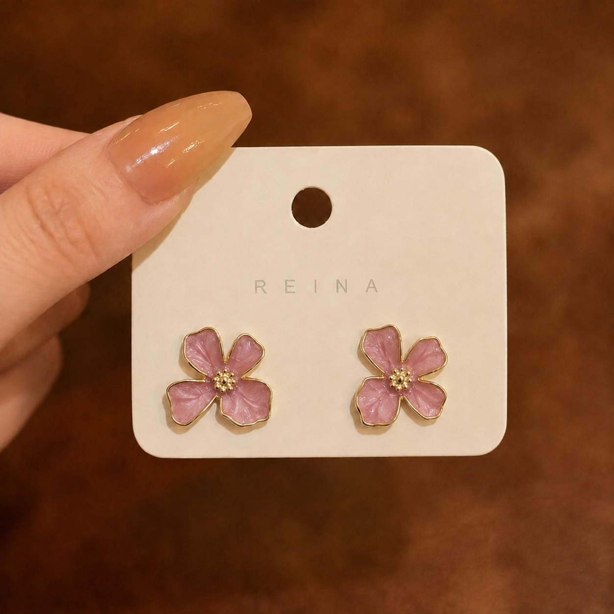 Korean flower design earrings for women