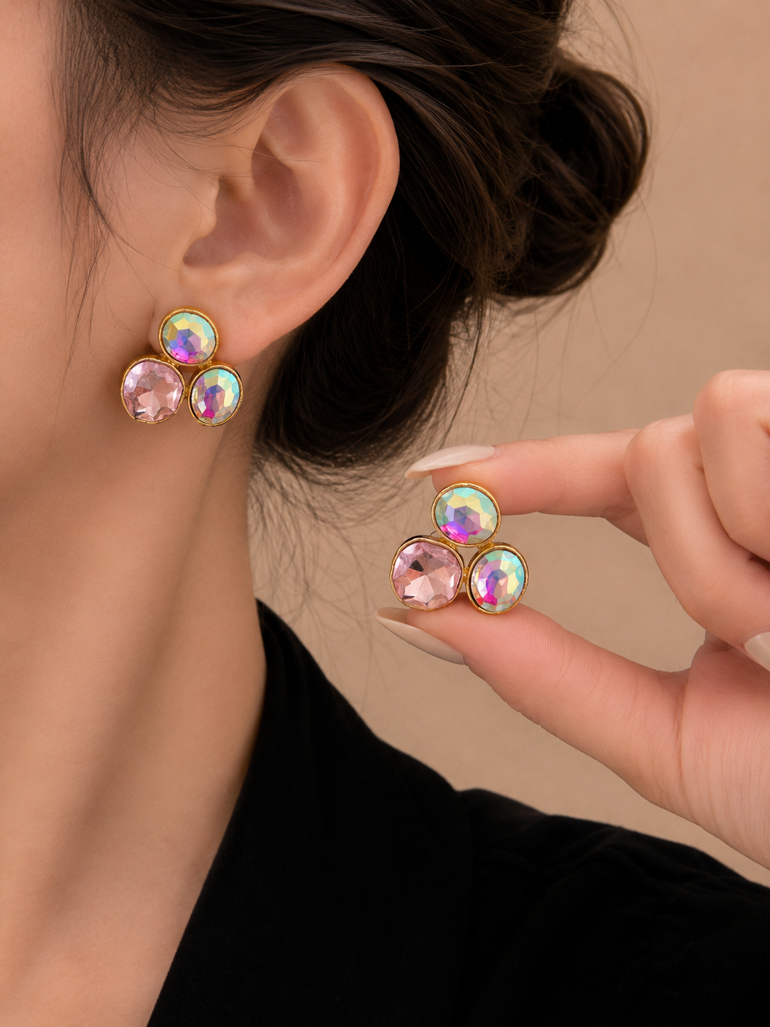 Korean Design Colourful Stone Earring
