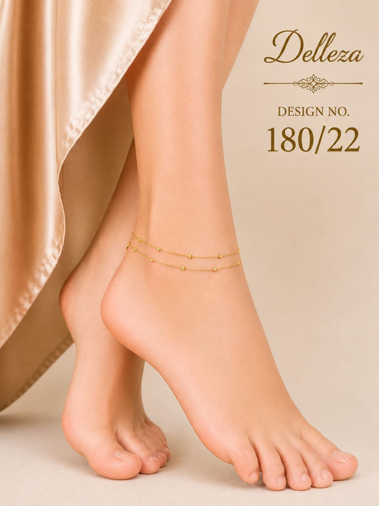 Double-layer bead chain anti tarnished anklet 1 pcs