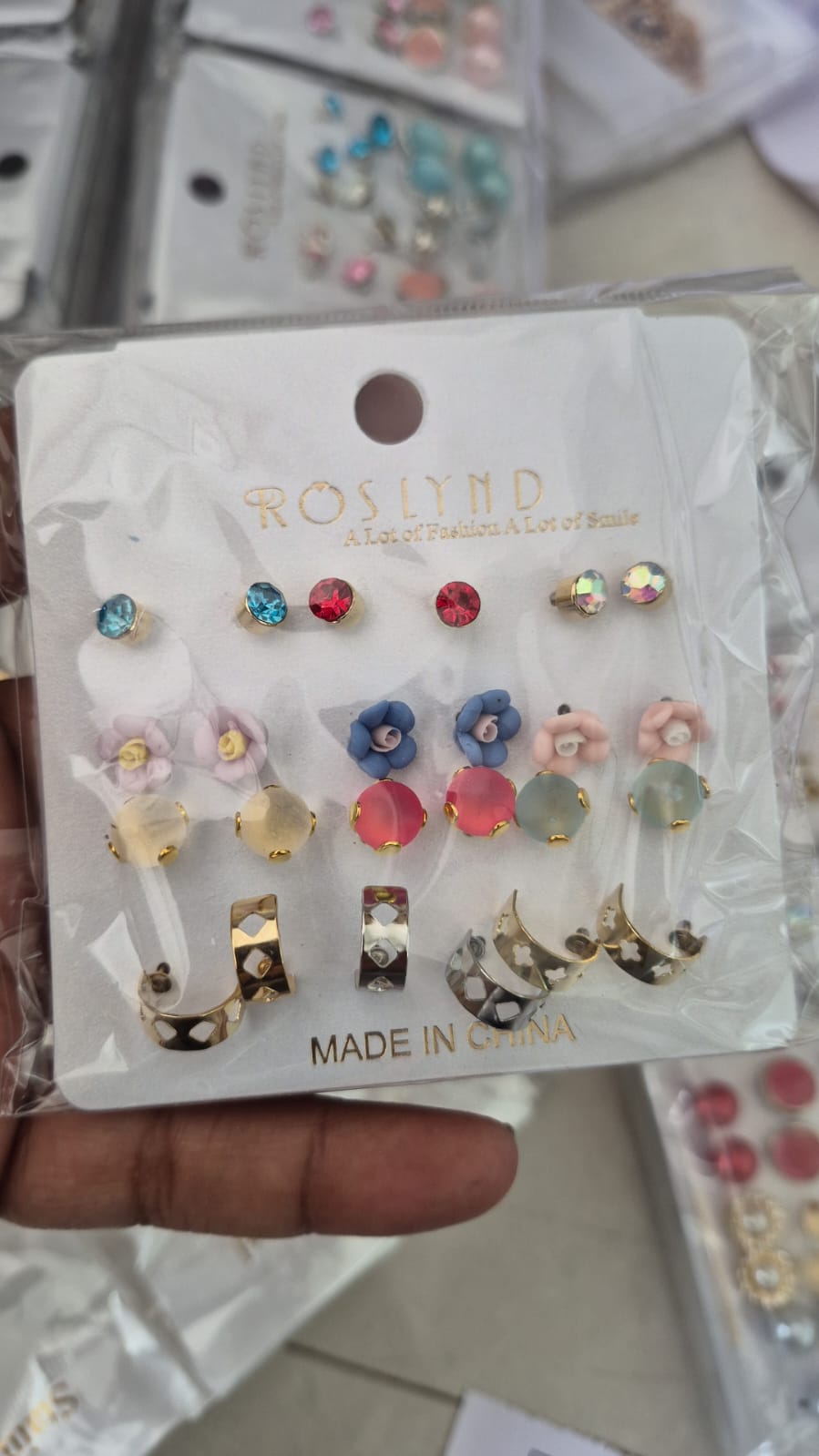 Set of 12  pair golden plated Korean stud earring
