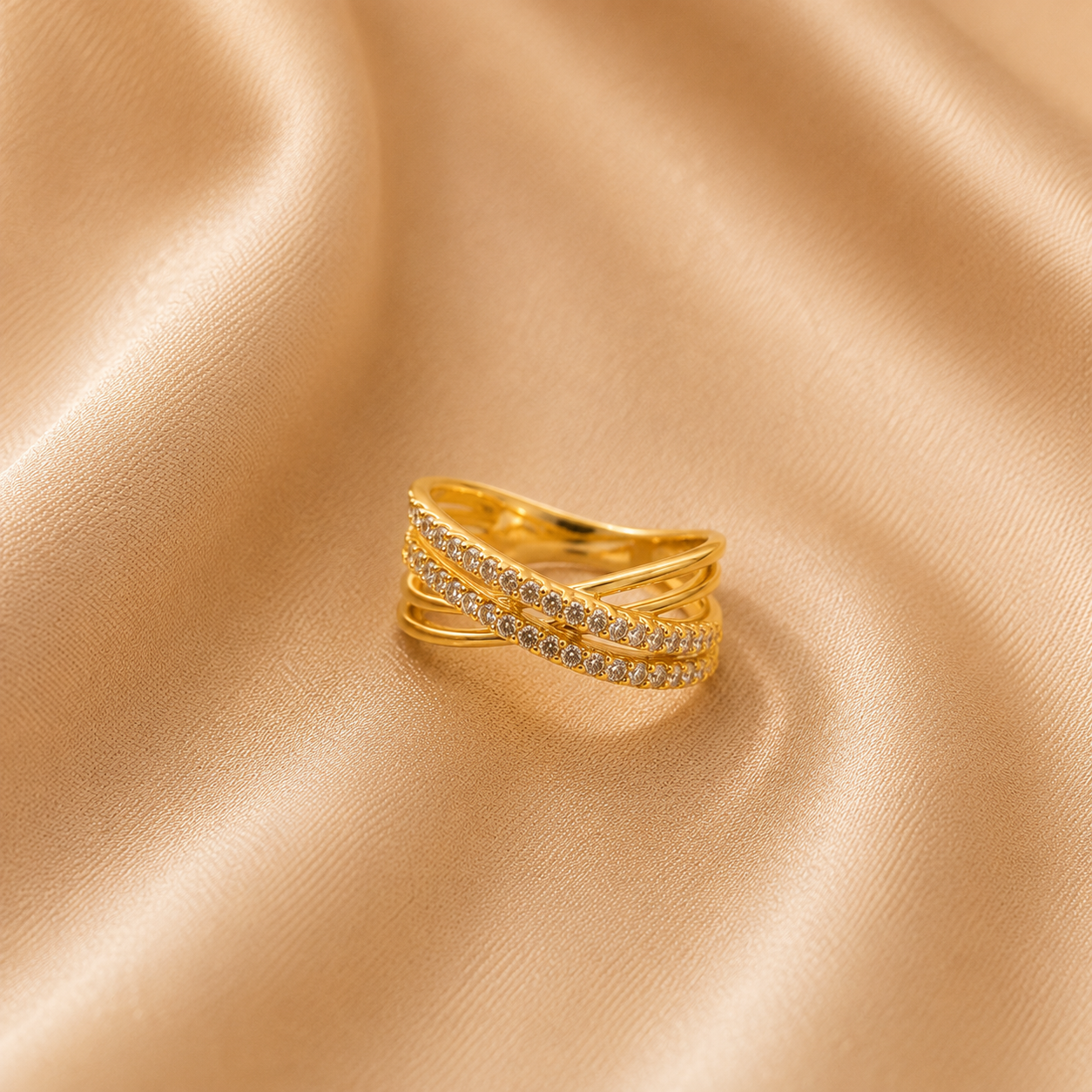 Kiyu Ziyu Adjustable Triple Layer Zircon Ring