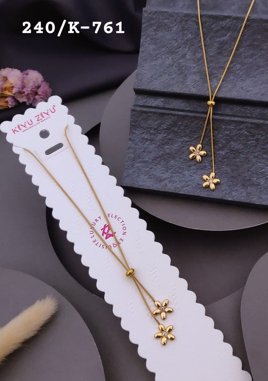 daisy lariat necklace with flower charms anti tarnished