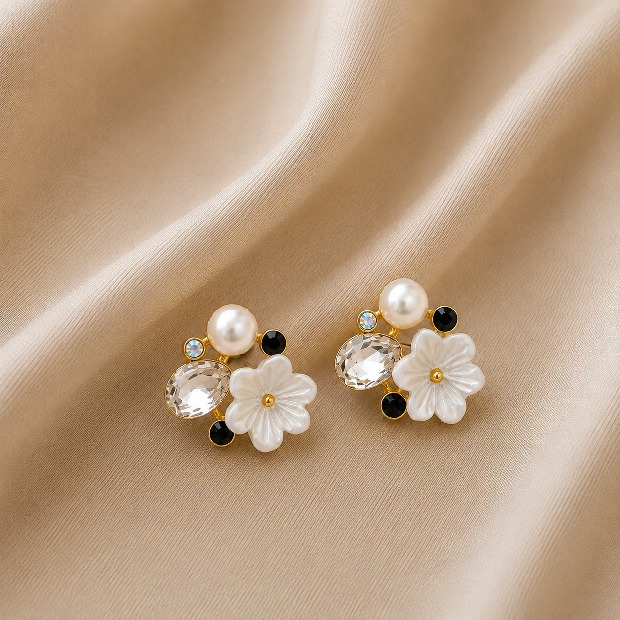 Crystal Pearl Blossom Earrings