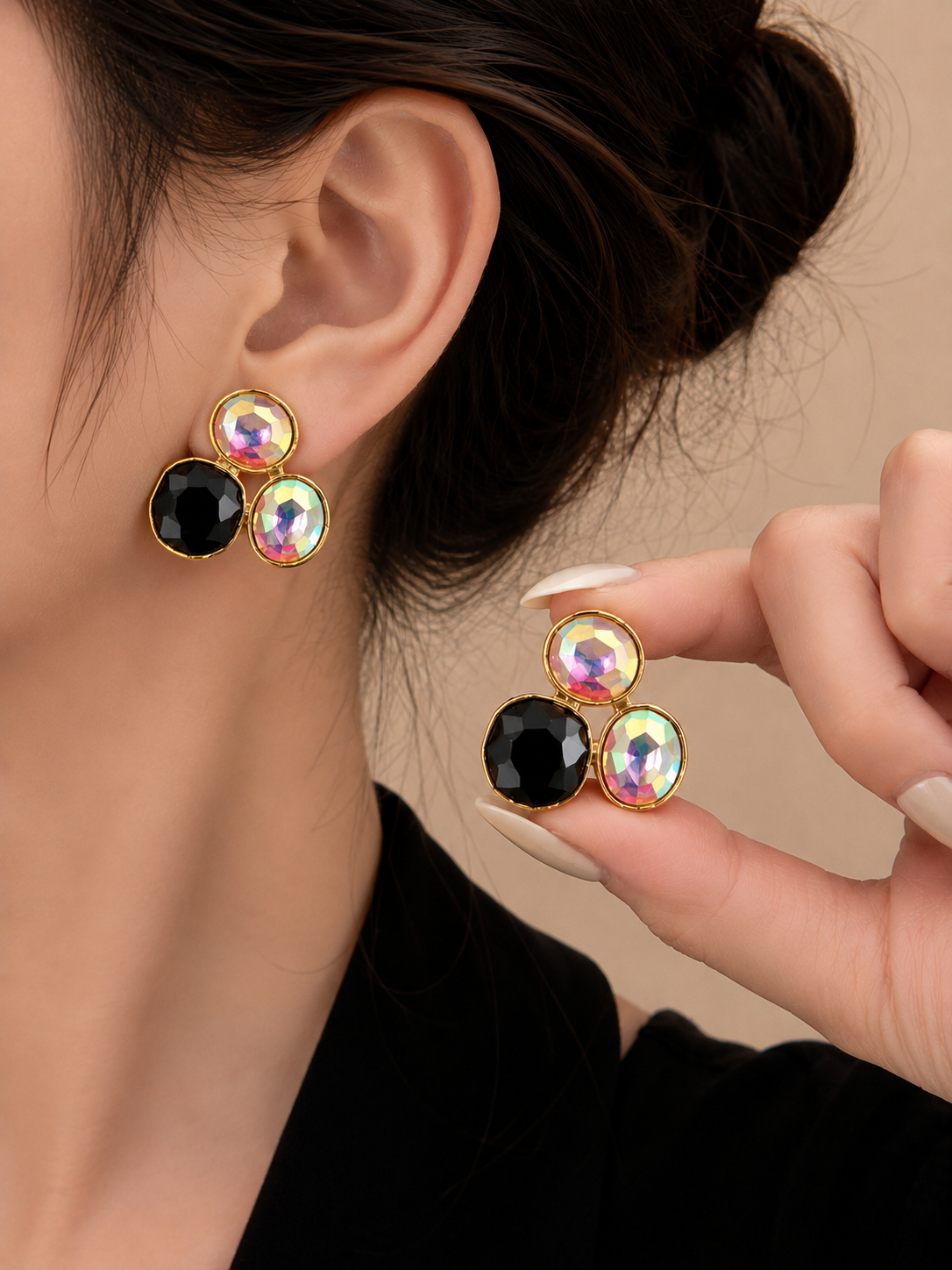 Korean Design Colourful Stone Earring