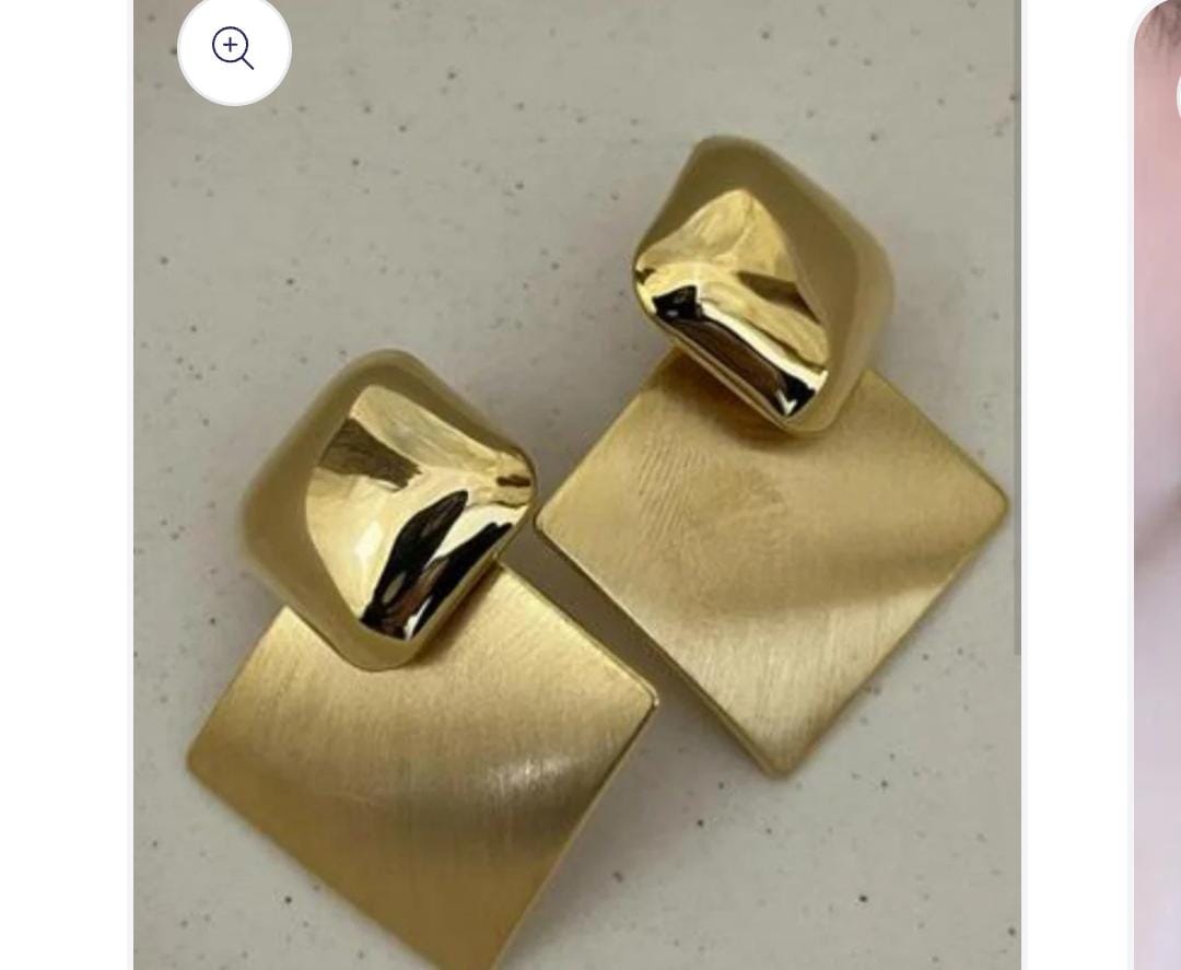 Golden Geometric Square Drop Earrings
