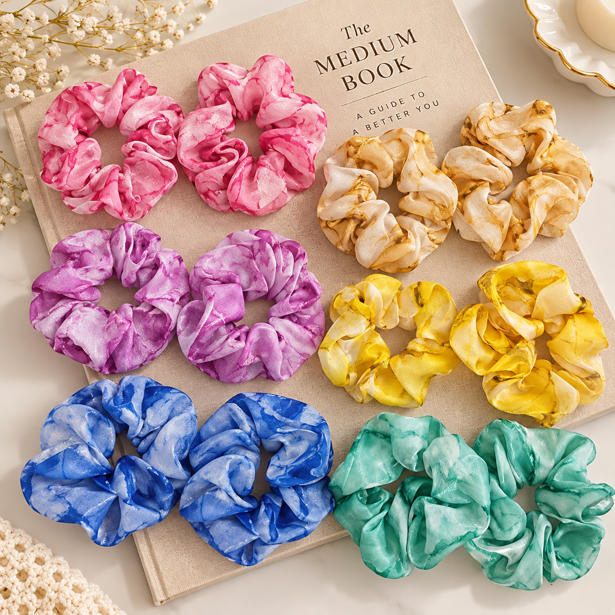 Set of 12 pcs multicolor hair scrunchies