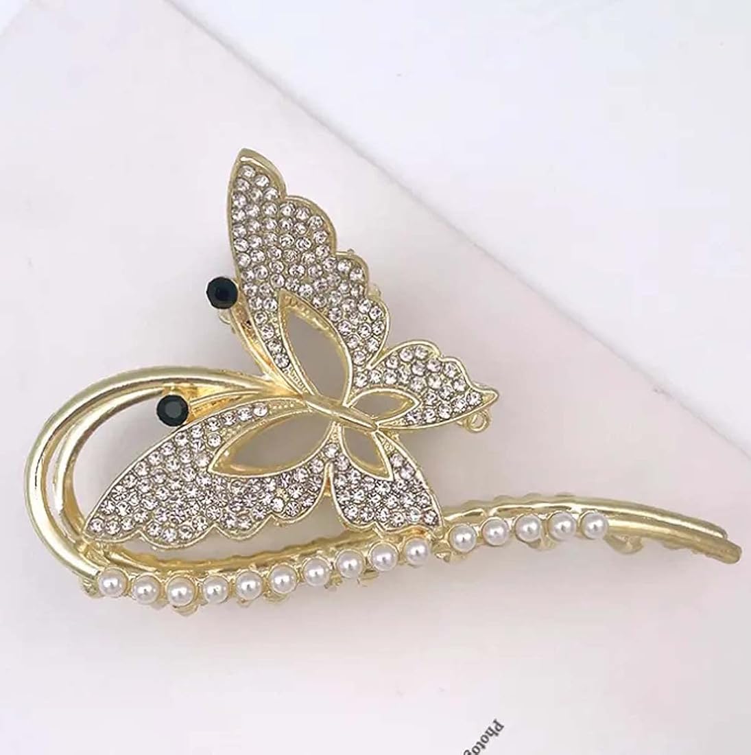 Golden Butterfly Pearl Hair Clutcher
