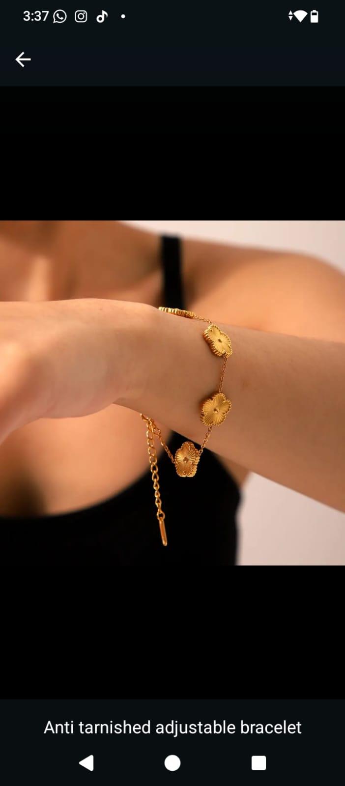 Anti-Tarnish  Clover Charm Bracelet