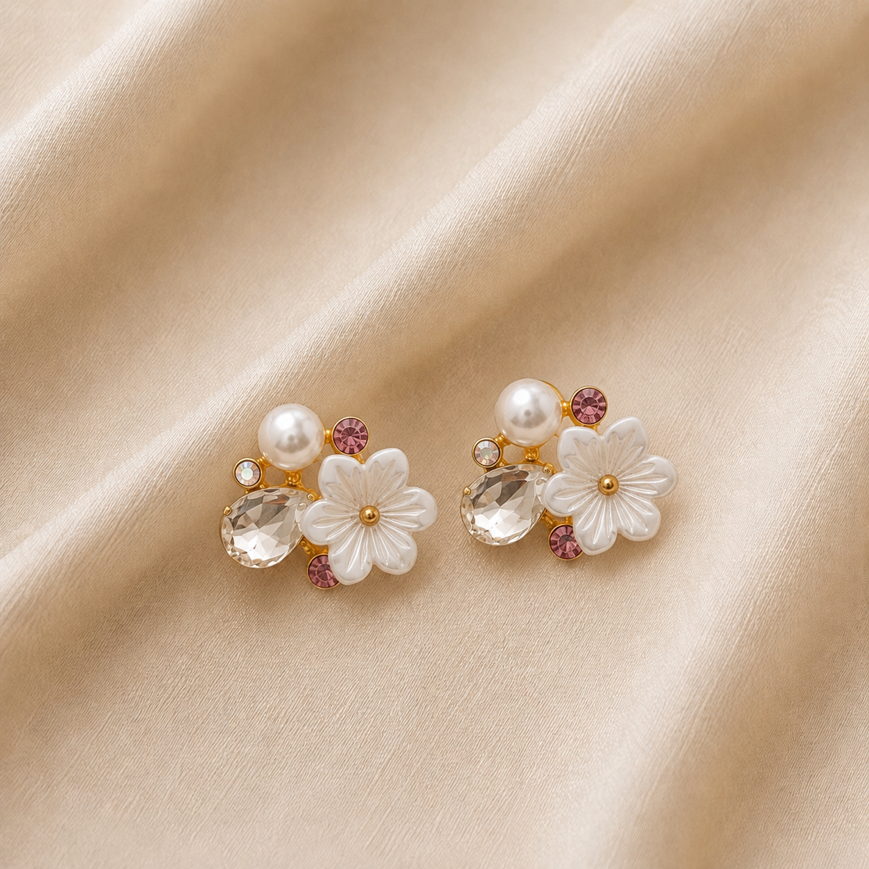 Crystal Pearl Blossom Earrings