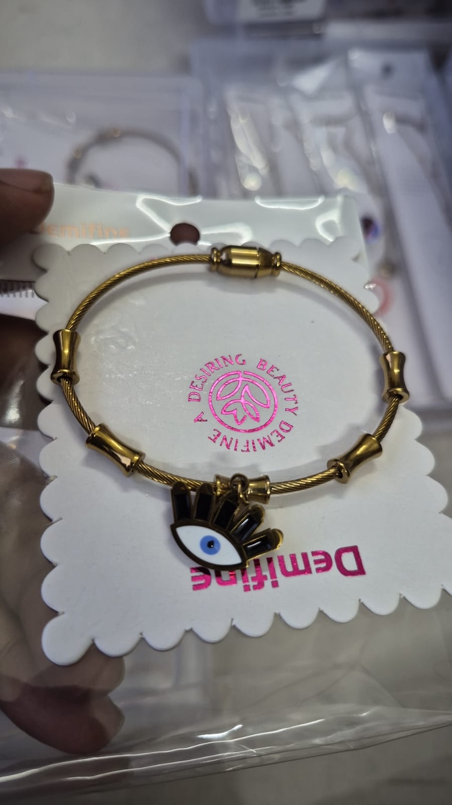 Gold Plated Evil Eye Bracelet with Magnetic