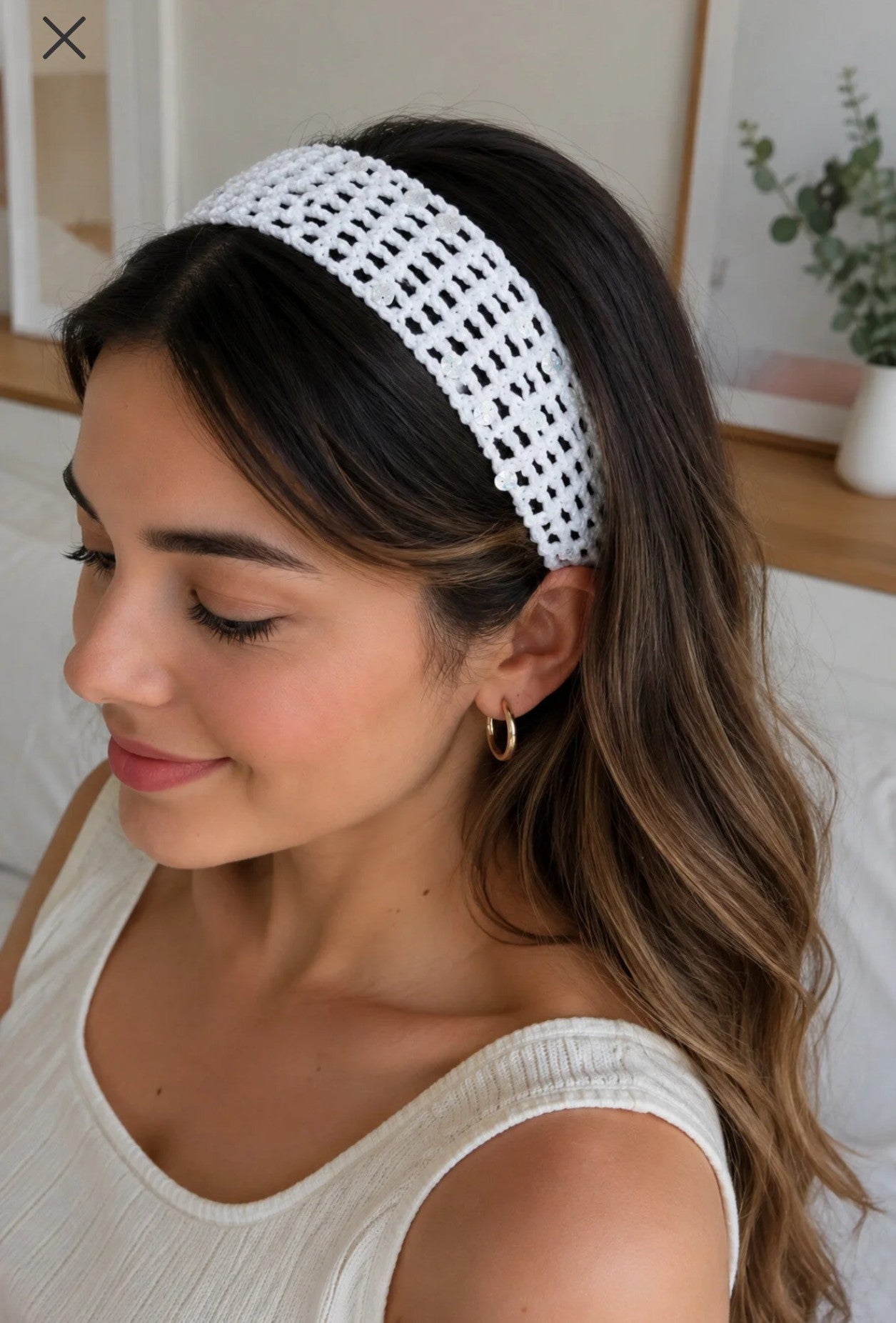 Set of 2 pcs crochet handmade white colour mesh headband