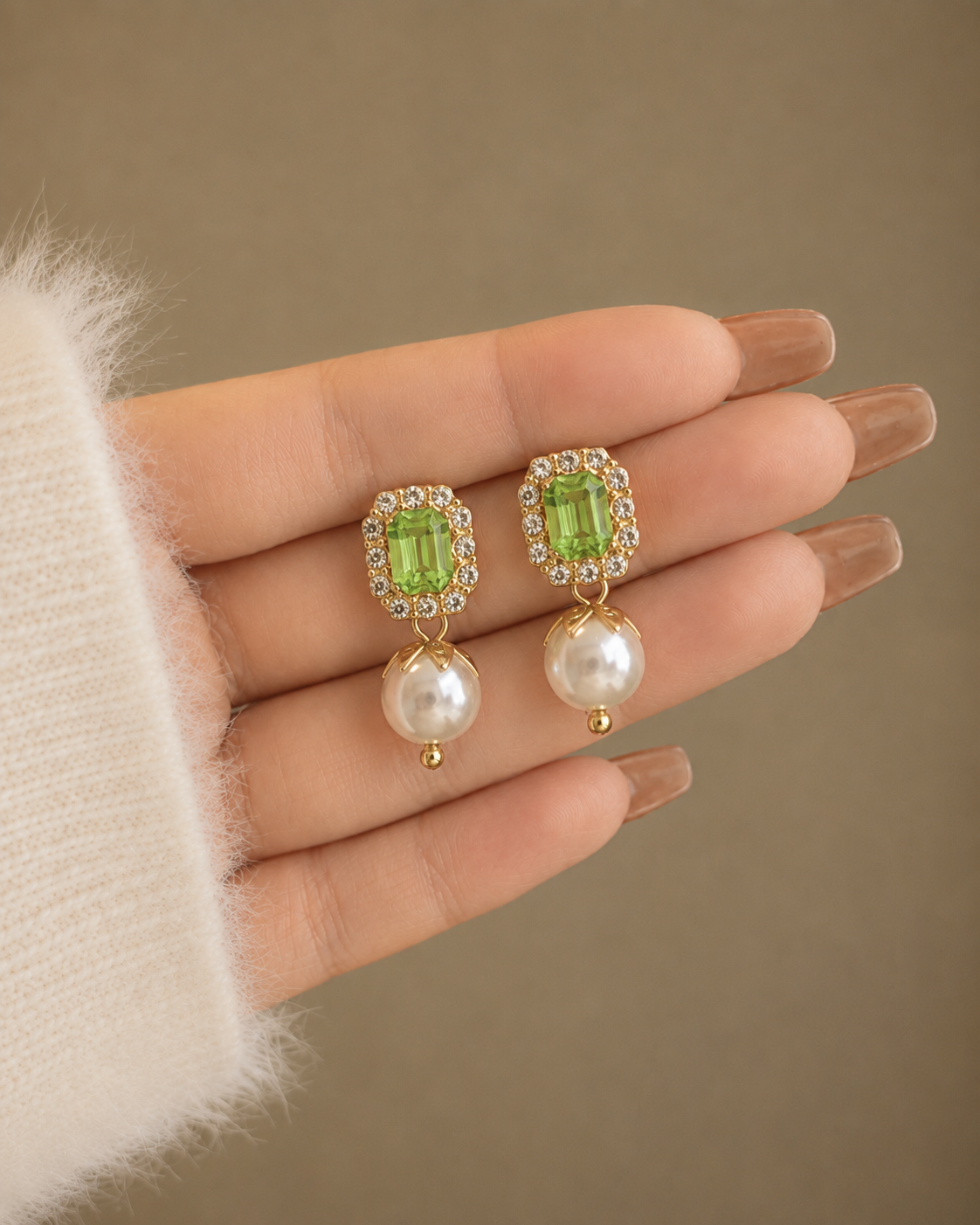 rhinestone crystal and faux-pearl drop earrings