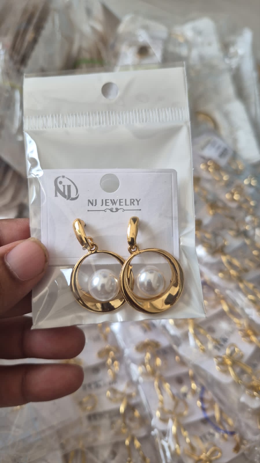 Anti-Tarnish Pearl Orbit Drop Earrings