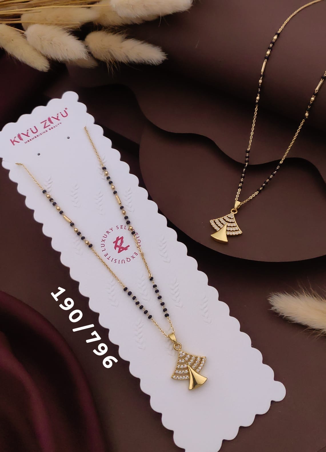 sparkling synthetic white stones mangalsutra only pendant anti tarnished