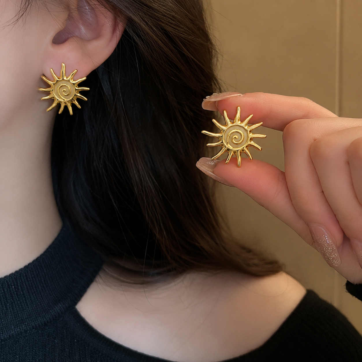 Korean Design Spiral Stud Earrings