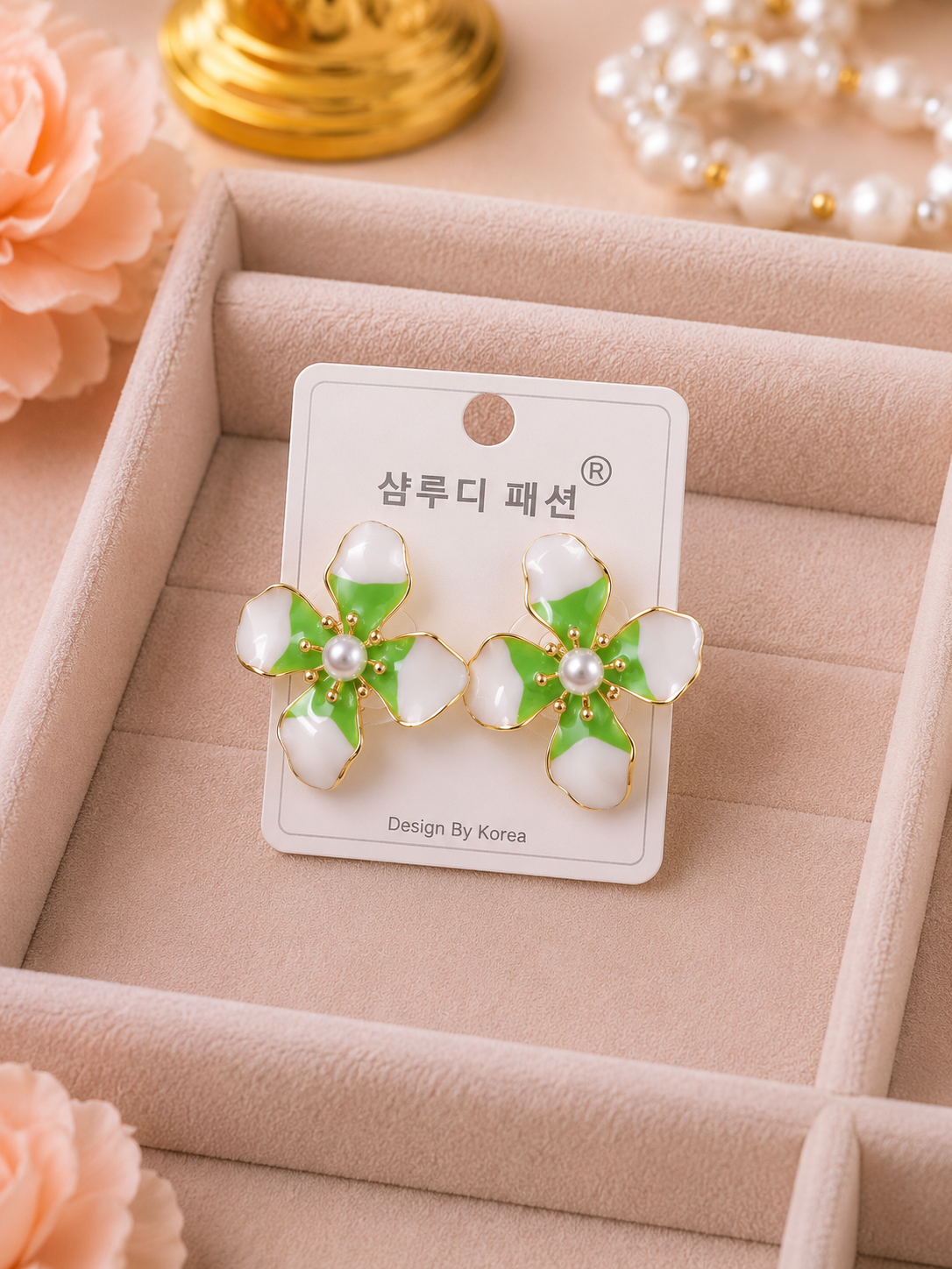 Korean Design Coloring Flower Earring