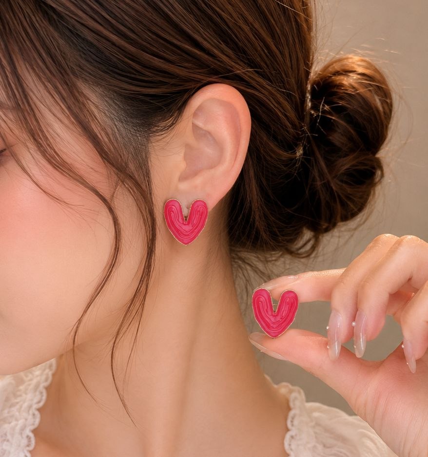 Korean Colored Heart Earring