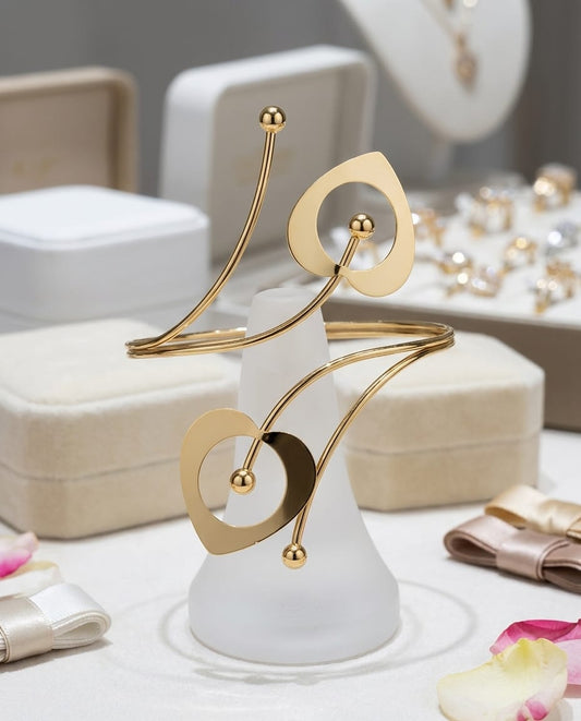 Golden Abstract Heart Statement Arm Cuff