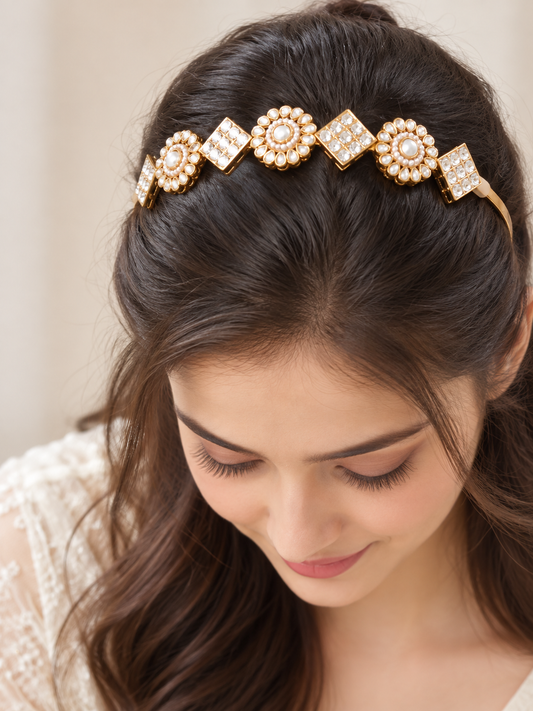 Kundan white Stone Headband
